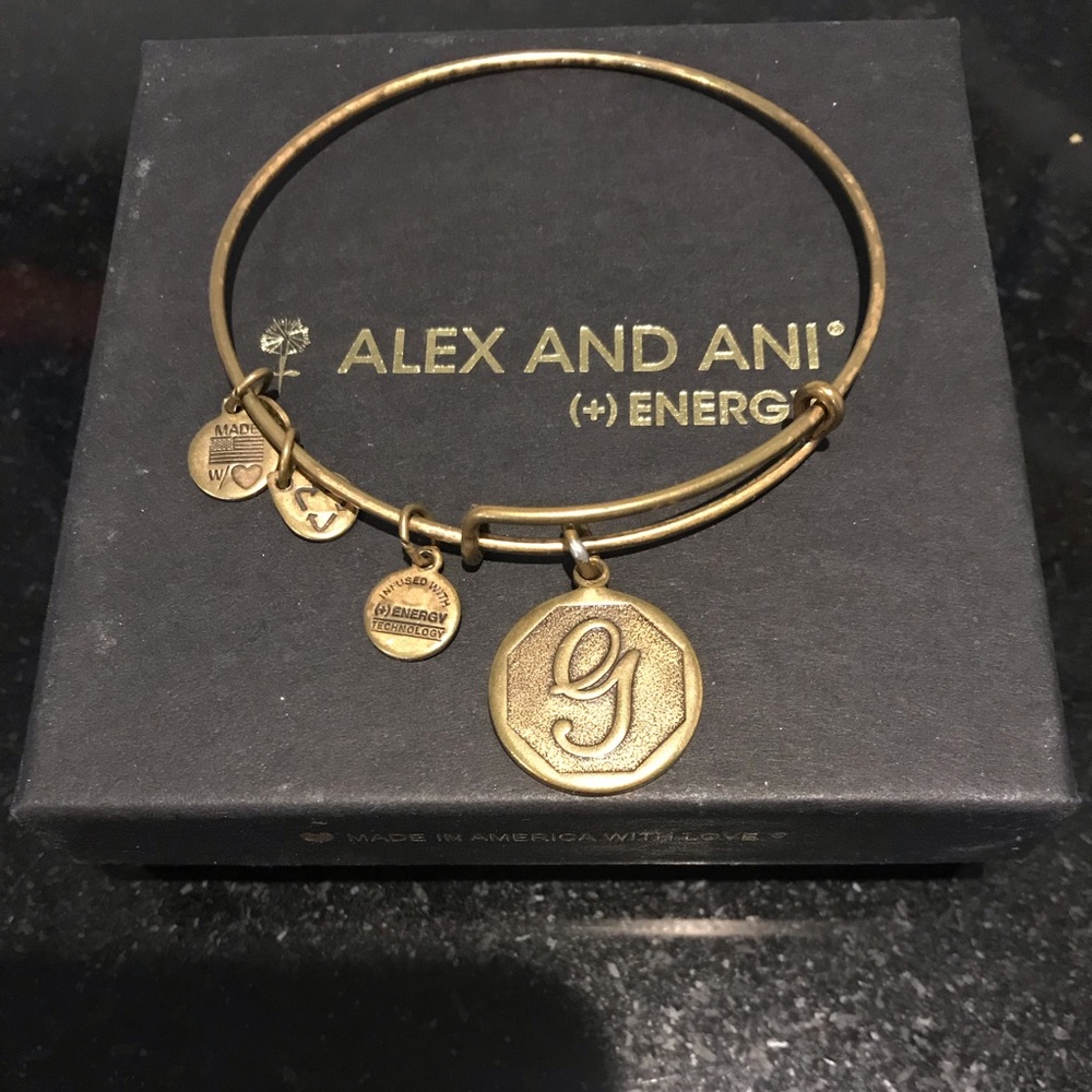 Alex and ani initial G charm bangle bracelet